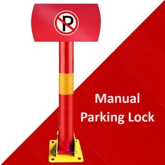 Manual Car Parking Lock| Parking Barrier | Red & Yellow Color Galvanized Steel Pole with No Parking Sign | 75 x 26x 13 cm | Heavy Duty Parking Bollard Operated with Keys