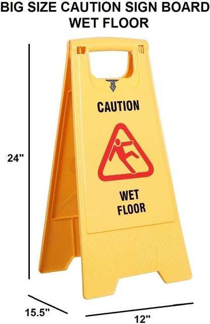 Wet Floor yellow caution sign board | Portable Outdoor Double-Sided Folding Self-Standing Safety Sign