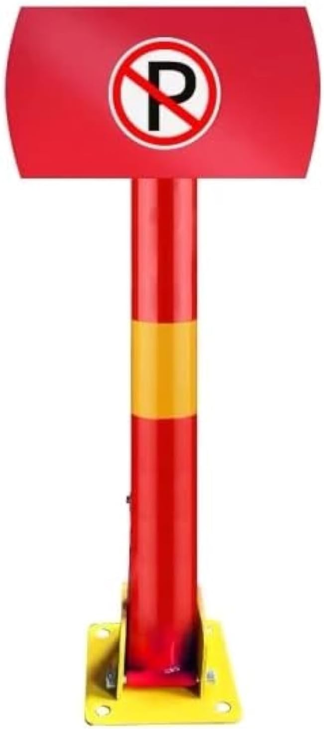 Manual Car Parking Lock| Parking Barrier | Red & Yellow Color Galvanized Steel Pole with No Parking Sign | 75 x 26x 13 cm | Heavy Duty Parking Bollard Operated with Keys