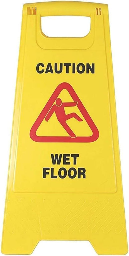 Wet Floor yellow caution sign board | Portable Outdoor Double-Sided Folding Self-Standing Safety Sign