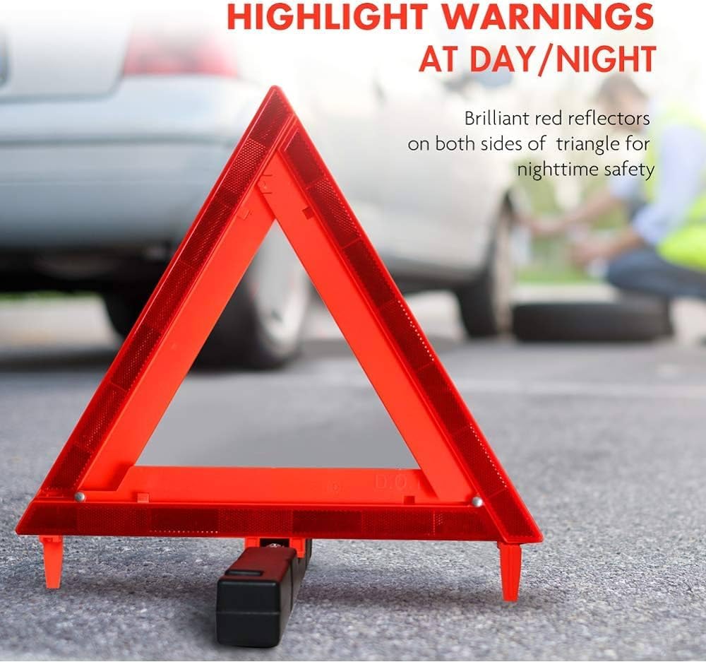 Reflective Safety Triangle Warning Kit | Foldable Emergency Warning Triangle | Roadside Hazard Sign Emergency Breakdown Board