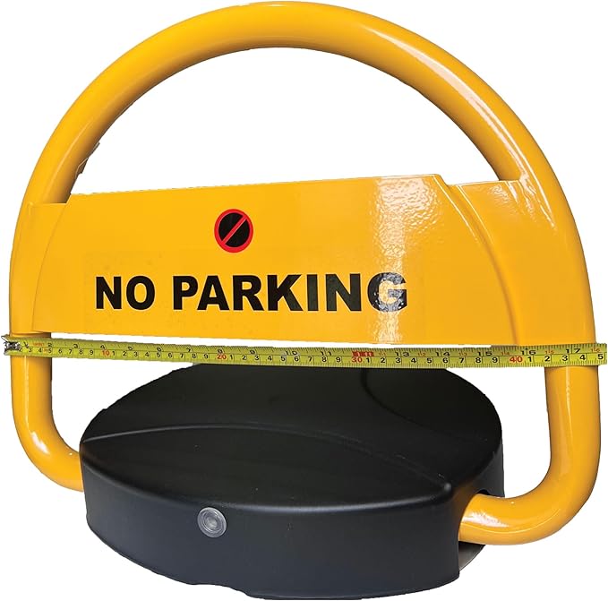 Automatic Car Parking Barrier, Standard Size, Weatherproof Galvanized Steel, Remote Control up to 50m, Yellow & Black, Rechargeable Battery