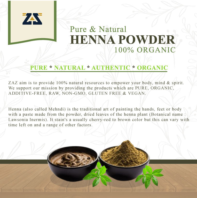 Henna Powder for Skin and Hair Mehndi Organic 100% Natural Chemical Free Natural Hair Dye for Smooth, Silky, Soft & Shiny Hair Tattoos and Body Art for Hands, Arms & Legs 150 gm