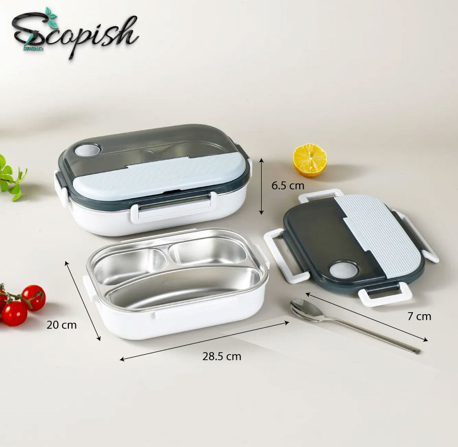 Lunch Box Stainless Steel Rectangular Shaped | Scopish Sumbal’s Stainless Steel Lunch Box for Kids | Portable Lunch Box Stainless Steel Material Water Injection Heating Food Boxes | Stainless Steel Lunch Box for Offices and Schools