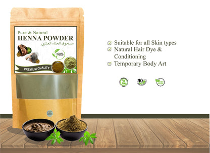 Henna Powder for Skin and Hair Mehndi Organic 100% Natural Chemical Free Natural Hair Dye for Smooth, Silky, Soft & Shiny Hair Tattoos and Body Art for Hands, Arms & Legs 150 gm